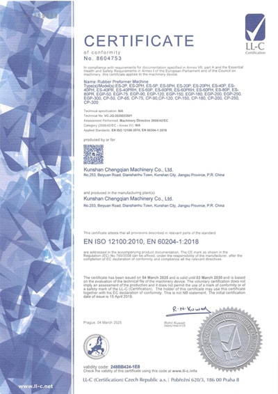 СЕ-сертификат предформователя